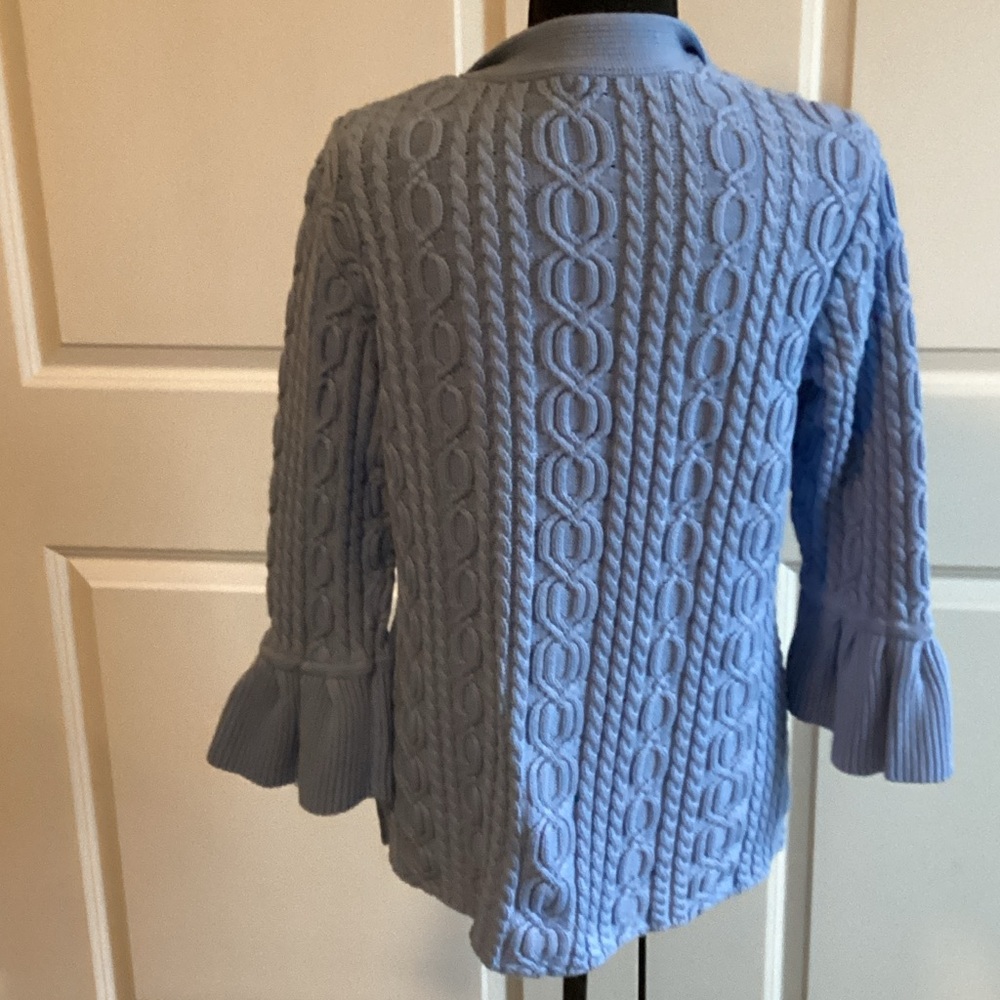 J. Jill Sky Blue Cable Knit Cardigan Size Medium - Picture 5 of 5